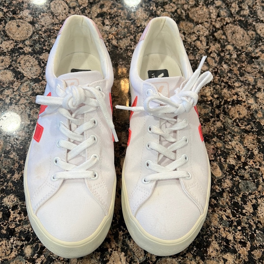 Veja canvas low top sneakers with pink/light pink accent